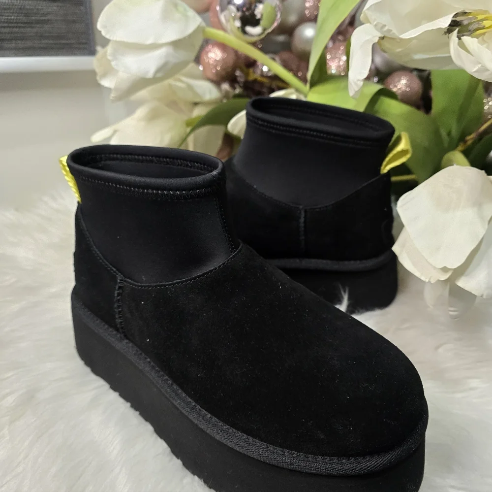 UGG CLASSIC MINI DIPPER PLATFORM CHESTNUT SUEDE WOMEN'S BOOTS New